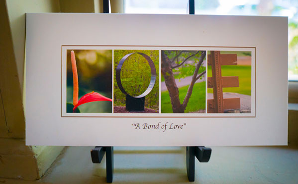 love sign made with images of items shaped like letters.